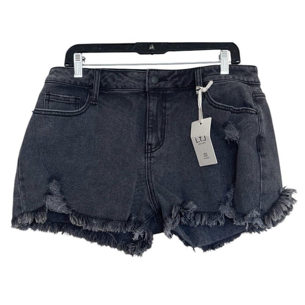 Letter to Juliet Shorts Womens Size XL Extra Large Charcoal‎ Distressed Denim